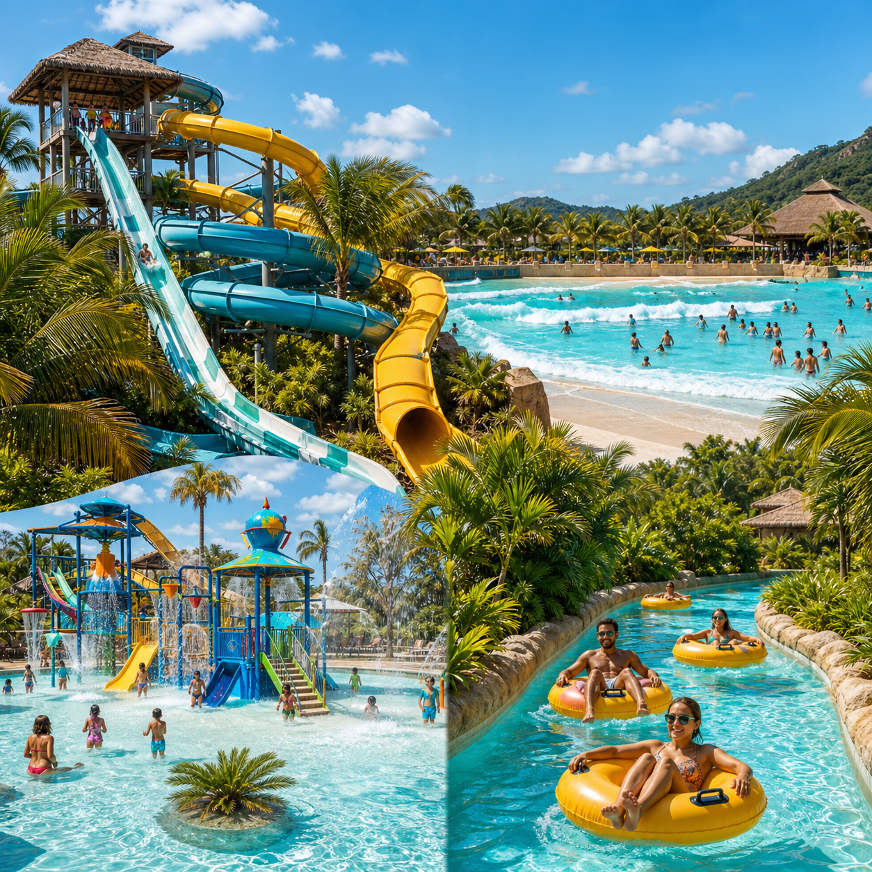 Atracoes da Aldeia das Aguas - tobogans piscinas e atividades do parque